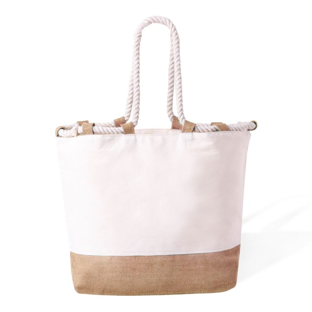 Bolso personalizado grande de algodón y yute para mujer y playa - Imagen 2