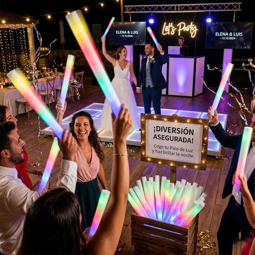 Palo Luminoso LED Solstice – Barra de Espuma Multicolor para Fiestas y Eventos - Imagen 2