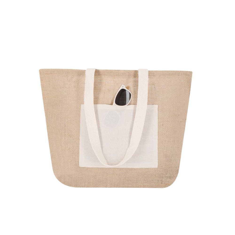 Bolsa de Playa Personalizada con Nombre o Iniciales | Bolso de Yute con Asas Largas - Imagen 2
